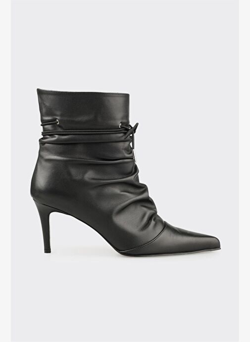 Siyah Deri Kadın Klasik Bot - Görsel 2