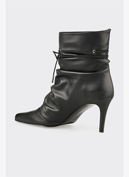 Siyah Deri Kadın Klasik Bot - Görsel 4