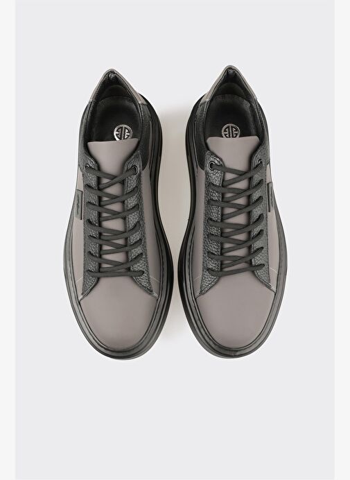 Gri Deri Erkek Spor Ayakkabı - Görsel 5