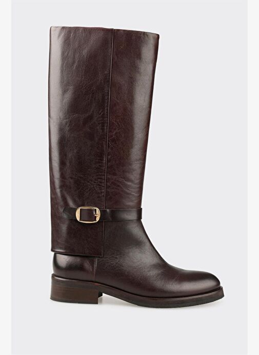 Kahve Deri Kadın Çizme - Görsel 2