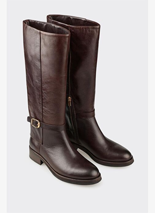 Kahve Deri Kadın Çizme - Görsel 3