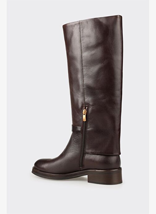 Kahve Deri Kadın Çizme - Görsel 4