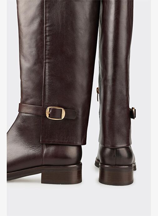 Kahve Deri Kadın Çizme - Görsel 5