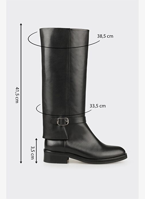 Siyah Deri Kadın Çizme - Görsel 6