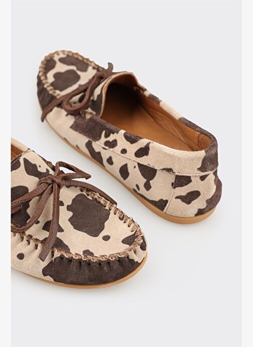 Kahve Hayvan Desenli Deri Kadın Günlük Ayakkabı - Görsel 6