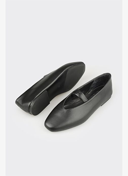Siyah Deri Kadın Günlük Ayakkabı - Görsel 4