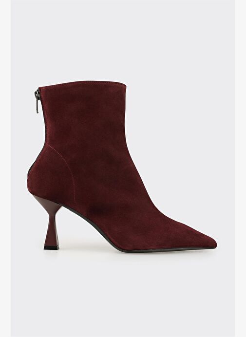 Bordo Deri Kadın Klasik Bot - Görsel 2