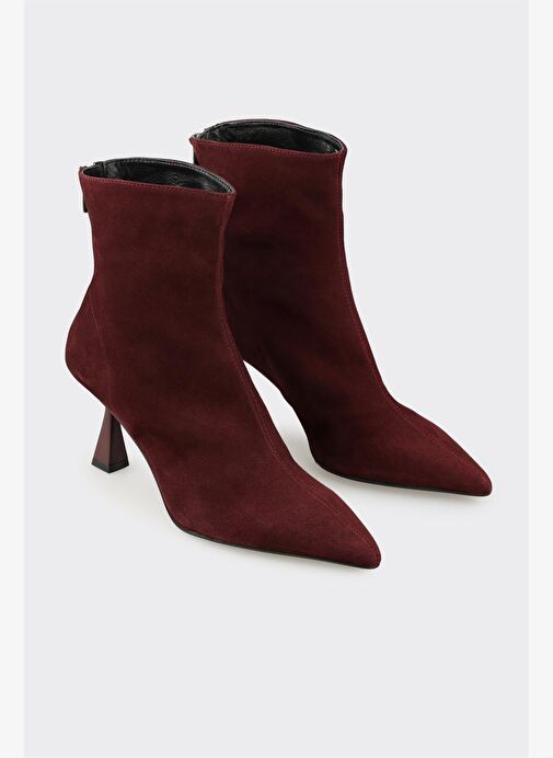 Bordo Deri Kadın Klasik Bot - Görsel 3