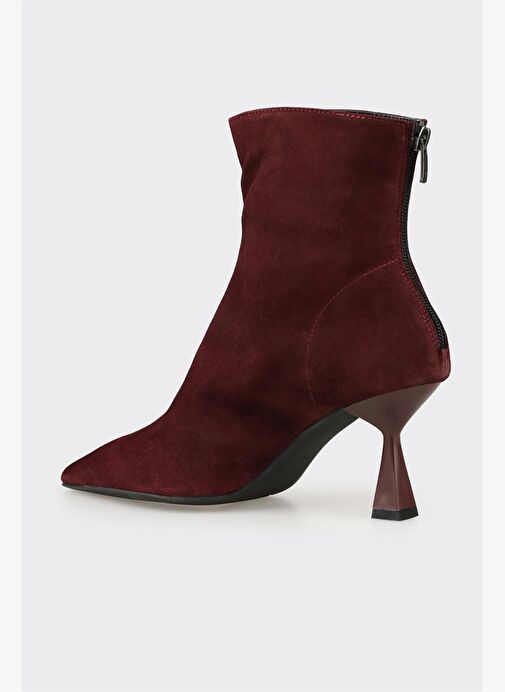 Bordo Deri Kadın Klasik Bot - Görsel 4