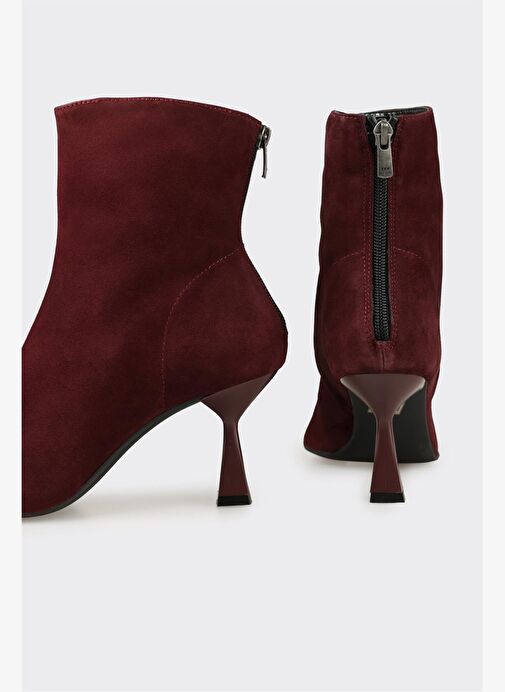 Bordo Deri Kadın Klasik Bot - Görsel 5