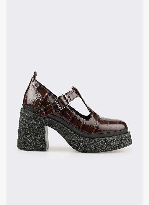 Kahve Deri Kadın Topuklu Ayakkabı - Görsel 2