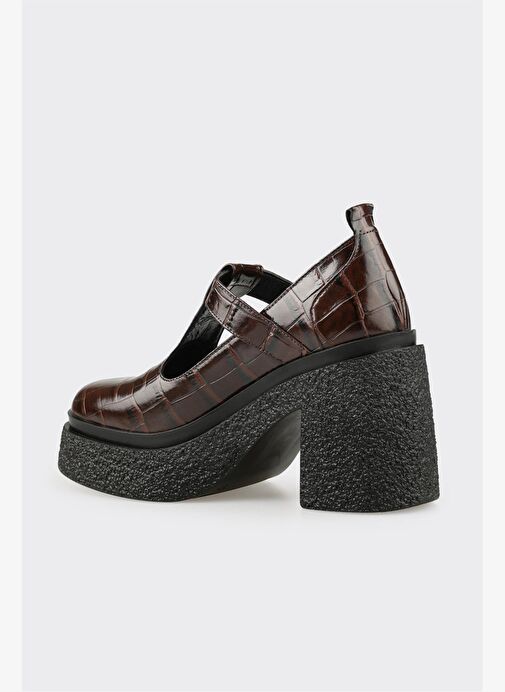 Kahve Deri Kadın Topuklu Ayakkabı - Görsel 4