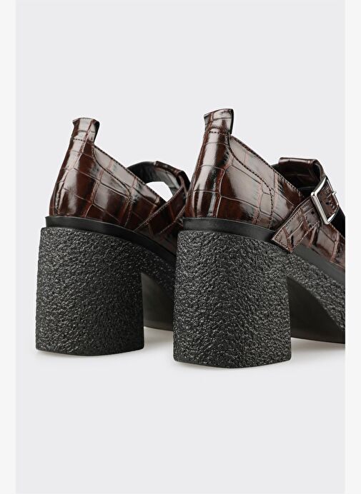 Kahve Deri Kadın Topuklu Ayakkabı - Görsel 5