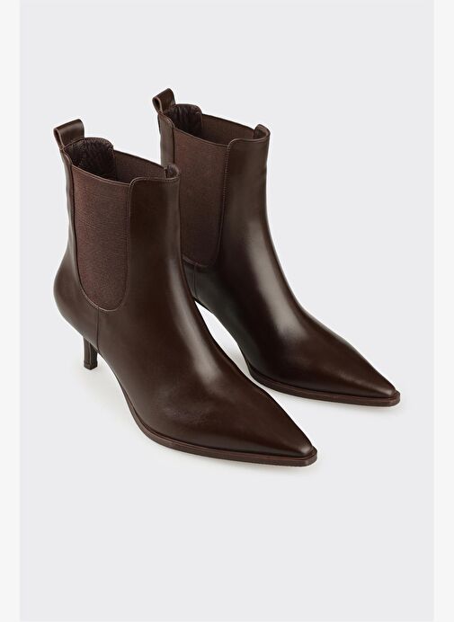 Kahve Deri Kadın Klasik Bot - Görsel 3