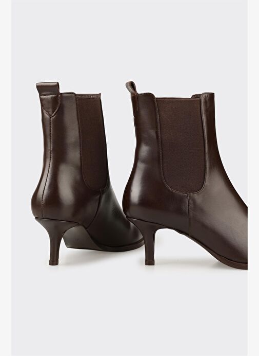 Kahve Deri Kadın Klasik Bot - Görsel 5