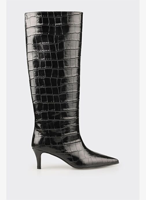 Siyah Deri Kadın Çizme - Görsel 2