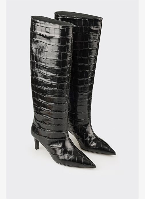 Siyah Deri Kadın Çizme - Görsel 3