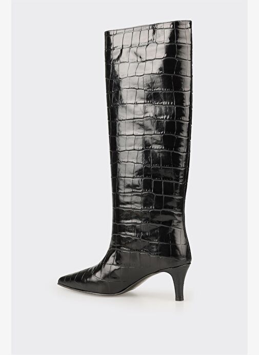 Siyah Deri Kadın Çizme - Görsel 4