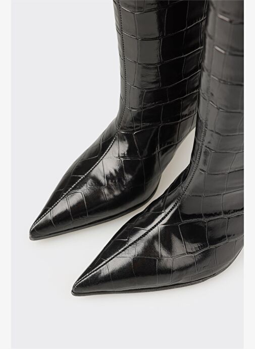 Siyah Deri Kadın Çizme - Görsel 5
