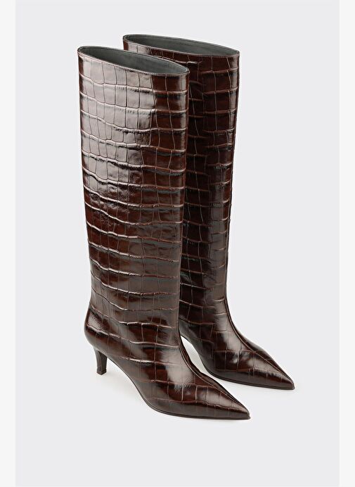 Kahve Deri Kadın Çizme - Görsel 3