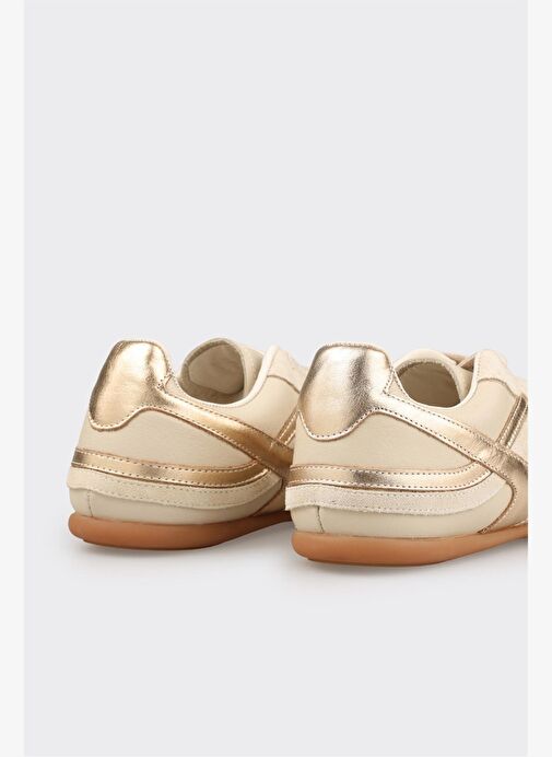 Ekru Deri Kadın Spor Ayakkabı - Görsel 6