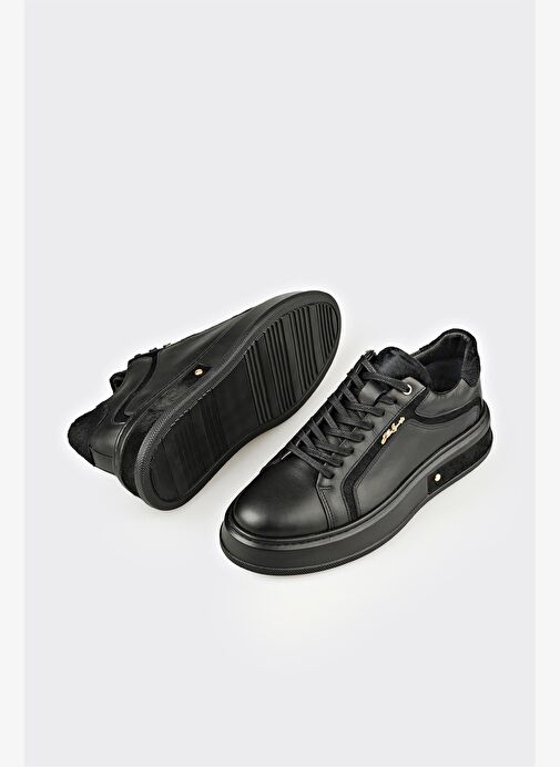 Siyah Deri Erkek Spor Ayakkabı - Görsel 4