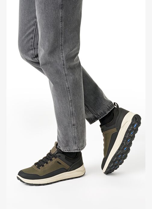 Geox Erkek Haki U Spherıca 4X4 B Abx A - Text+ Bağcıklı Kalın Tabanlı Kumaş Sneaker U56FDA0119JC3009 - Görsel 3