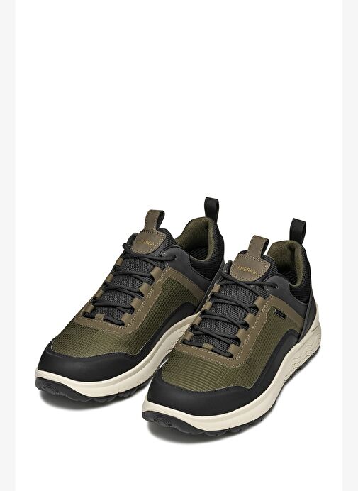 Geox Erkek Haki U Spherıca 4X4 B Abx A - Text+ Bağcıklı Kalın Tabanlı Kumaş Sneaker U56FDA0119JC3009 - Görsel 4