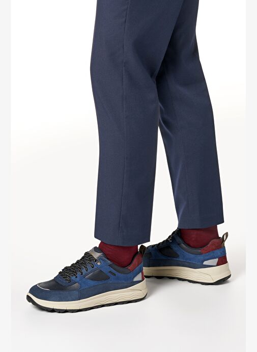 Geox Erkek Lacivert U Spherıca 4X4 B Abx C - Suede Bağcıklı Kalın Tabanlı Kumaş Sneaker U56FDC022CQC - Görsel 3