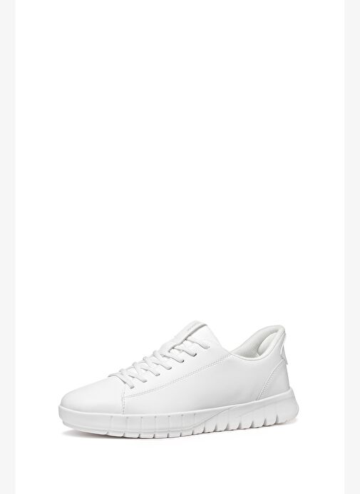 Geox Erkek Beyaz U Flextrıde Plus Bağcıklı Deri Sneaker U56MAA0009BC1000 - Görsel 5