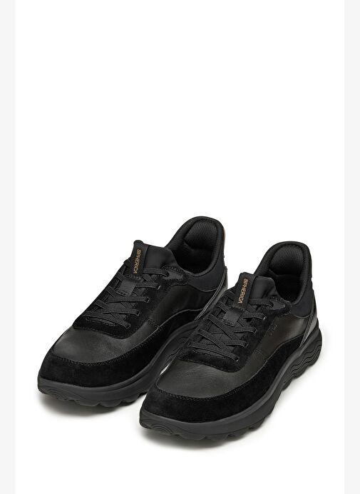 Geox Erkek Siyah U Spherıca Plus A - Nappa+Sued Bağcıklı Kalın Tabanlı Süet Sneaker U56MPA08522C9999 - Görsel 4