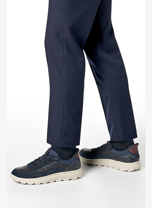 Geox Erkek Lacivert U Spherıca Plus A - Nappa+Sued Bağcıklı Kalın Tabanlı Süet Sneaker U56MPA08522CF - Görsel 3