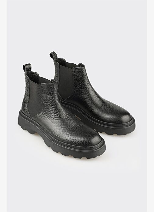 Siyah Deri Erkek Günlük Bot - Görsel 3