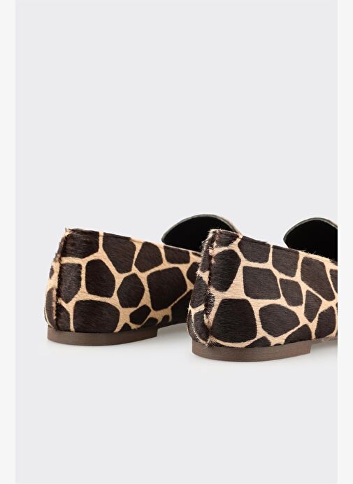 Bej Hayvan Desenli Deri Kadın Günlük Ayakkabı - Görsel 6