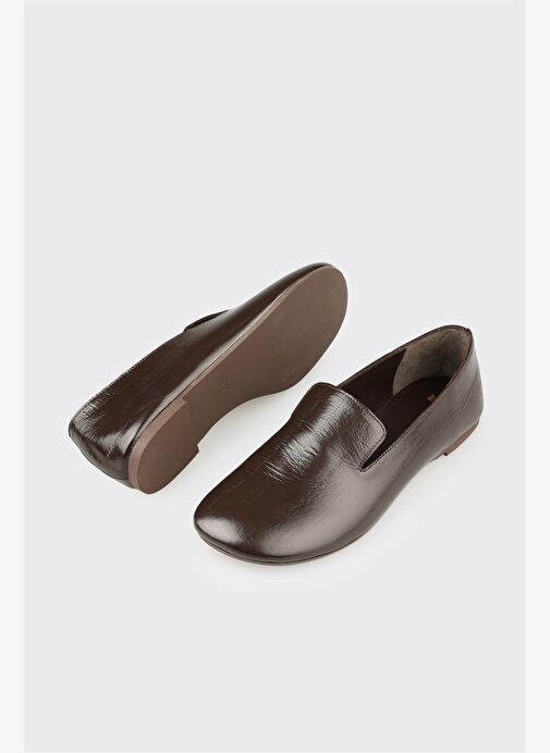 Kahve Deri Kadın Günlük Ayakkabı - Görsel 4