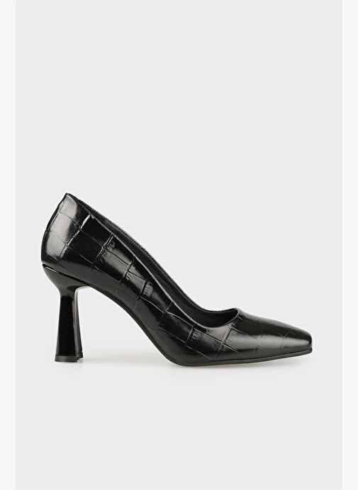Siyah Deri Kadın Stiletto - Görsel 2