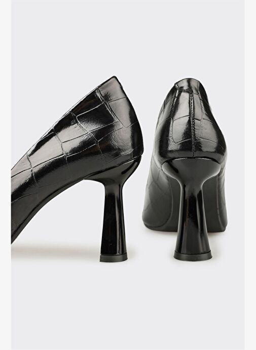 Siyah Deri Kadın Stiletto - Görsel 5