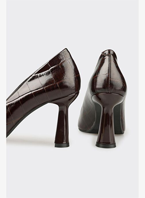 Kahve Deri Kadın Stiletto - Görsel 5