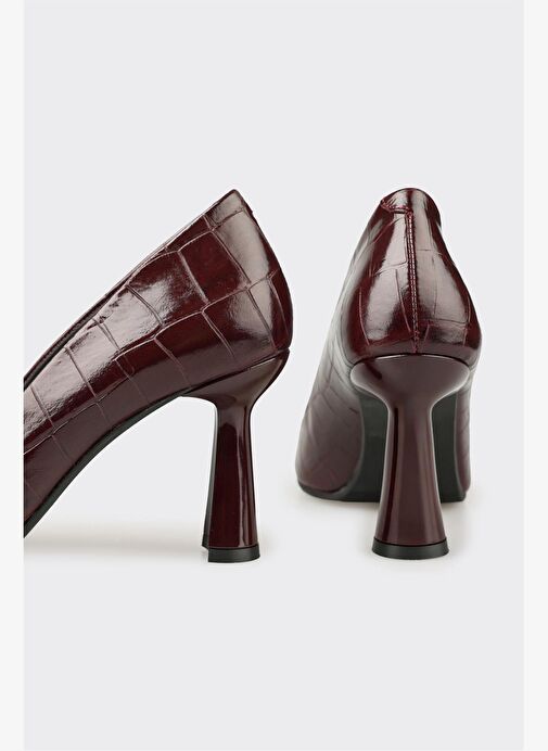 Bordo Deri Kadın Stiletto - Görsel 5
