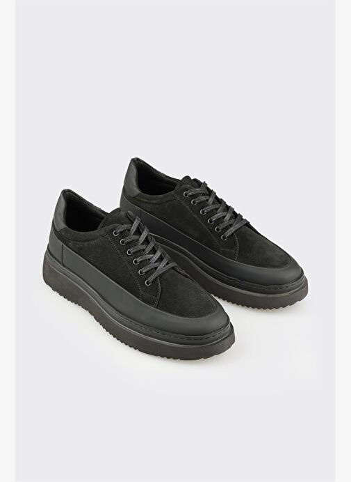 Siyah Deri Erkek Günlük Ayakkabı - Görsel 3