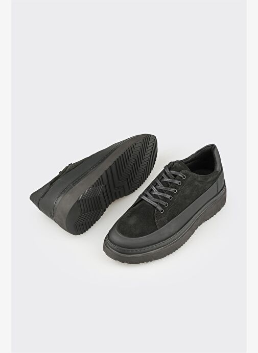 Siyah Deri Erkek Günlük Ayakkabı - Görsel 4