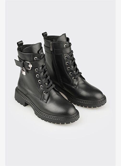Siyah Deri Kadın Günlük Bot - Görsel 3