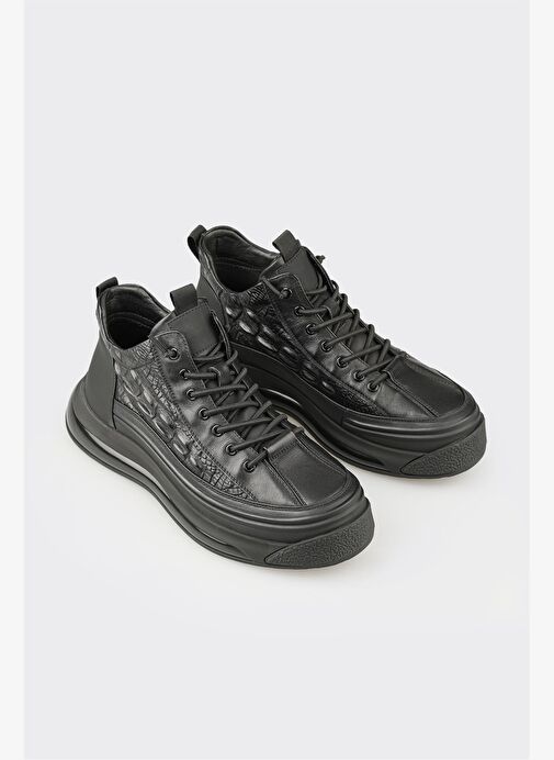 Siyah Deri Erkek Günlük Bot - Görsel 3