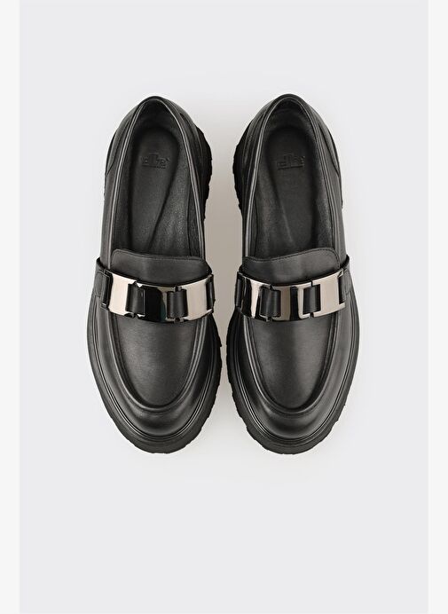 Siyah Deri Kadın Günlük Ayakkabı - Görsel 5