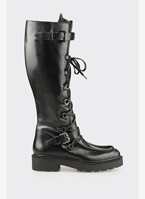 Siyah Deri Kadın Çizme - Görsel 2