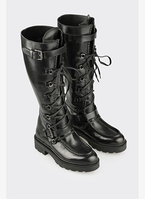 Siyah Deri Kadın Çizme - Görsel 3