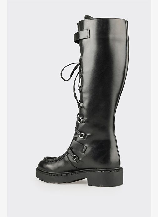 Siyah Deri Kadın Çizme - Görsel 4