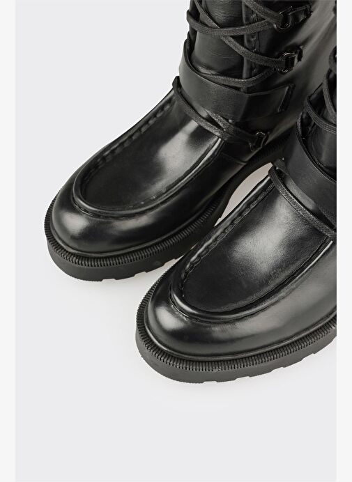 Siyah Deri Kadın Çizme - Görsel 5