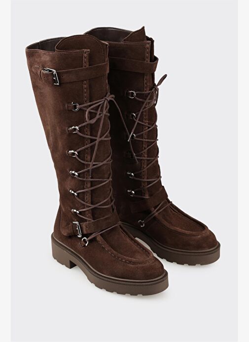 Kahve Deri Kadın Çizme - Görsel 3