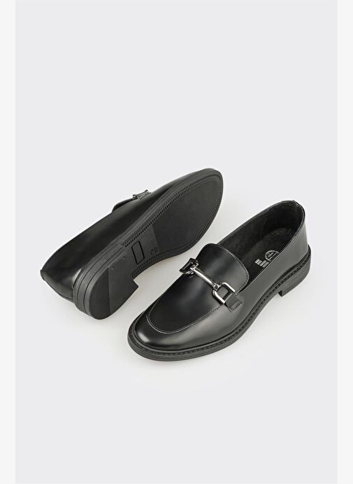 Siyah Deri Kadın Günlük Ayakkabı - Görsel 4